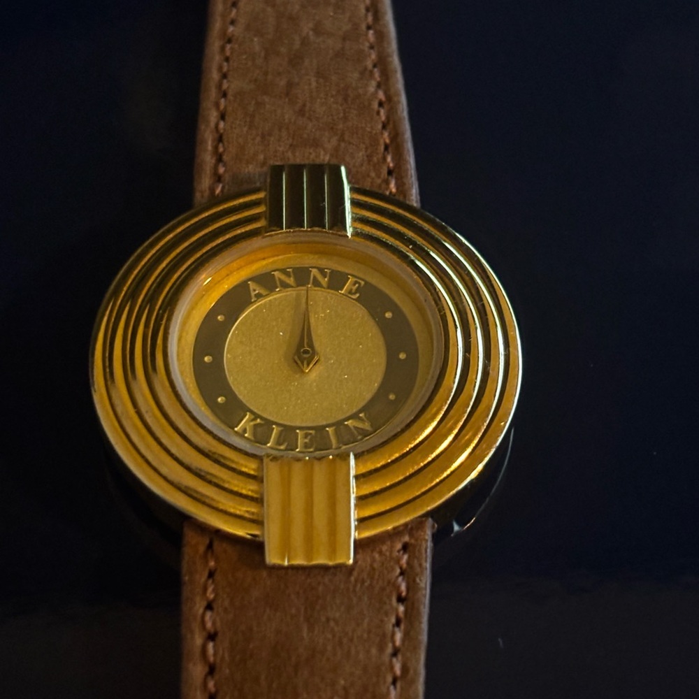 Anne Klein Gold Dial with Brown Strap
